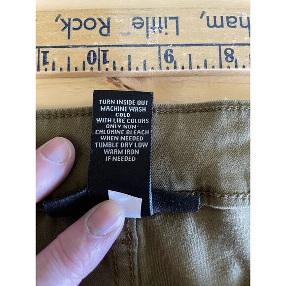 Plus 18 Casual Distressed Ripped Patched Relaxed Army Green Tapered Leg Jeans - Picture 7 of 12